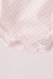 Pink santa claus dot applique ruffle bubble Aaria Tees