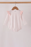 Pink santa claus dot applique ruffle bubble Aaria Tees