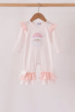 Pink santa claus dot applique ruffle romper Aaria Tees