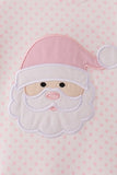 Pink santa claus dot applique ruffle romper Aaria Tees