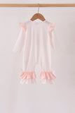 Pink santa claus dot applique ruffle romper Aaria Tees