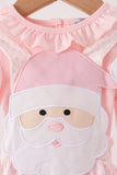 Pink santa claus dot applique ruffle 2pc set Aaria Tees