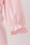 Pink santa claus dot applique ruffle 2pc set Aaria Tees