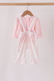 Pink santa claus dot applique ruffle 2pc set Aaria Tees