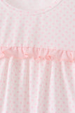 Pink santa claus dot applique ruffle pants set Aaria Tees