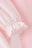 Pink santa claus dot applique ruffle pants set Aaria Tees