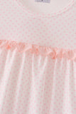 Pink santa claus dot applique ruffle dress Aaria Tees