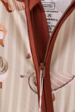 Brown goose print bamboo zipper romper Aaria Tees