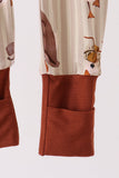 Brown goose print bamboo zipper romper Aaria Tees