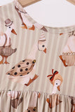 Brown goose print bamboo pants set Aaria Tees