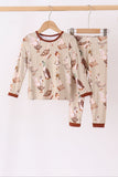 Brown goose print bamboo pajama set Aaria Tees