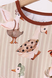 Brown goose print bamboo pajama set Aaria Tees