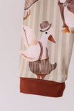 Brown goose print bamboo pajama set Aaria Tees
