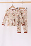 Brown goose print bamboo pajama set Aaria Tees