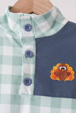 Sage Turkey Embroidery Gingham Jogger Set Aaria Tees
