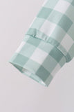 Sage Turkey Embroidery Gingham Jogger Set Aaria Tees