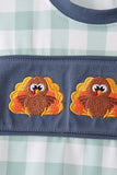 Sage Turkey Embroidery Gingham Pants Set Aaria Tees