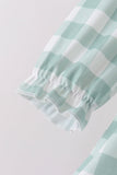 Sage Turkey Embroidery Gingham 2pc Pants Set Aaria Tees