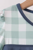 Sage Turkey Embroidery Gingham 2pc Pants Set Aaria Tees