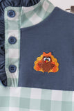 Sage Turkey Embroidery Gingham Ruffle Jogger Set Aaria Tees