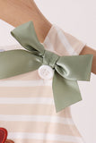 Olive turkey applique stripe ruffle romper Aaria Tees