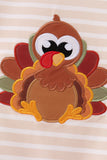 Olive turkey applique stripe romper Aaria Tees