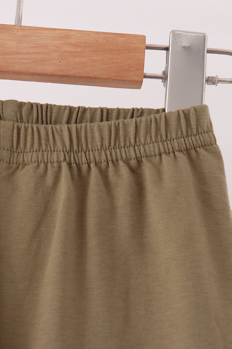 Olive turkey applique stripe pants set - Aaria Tees Aaria Tees