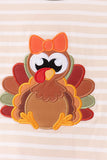 Olive turkey applique stripe ruffle pants set Aaria Tees