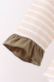 Olive turkey applique stripe ruffle pants set Aaria Tees