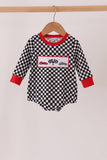 Black car embroidery checkered bubble Aaria Tees
