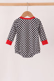 Black car embroidery checkered bubble Aaria Tees