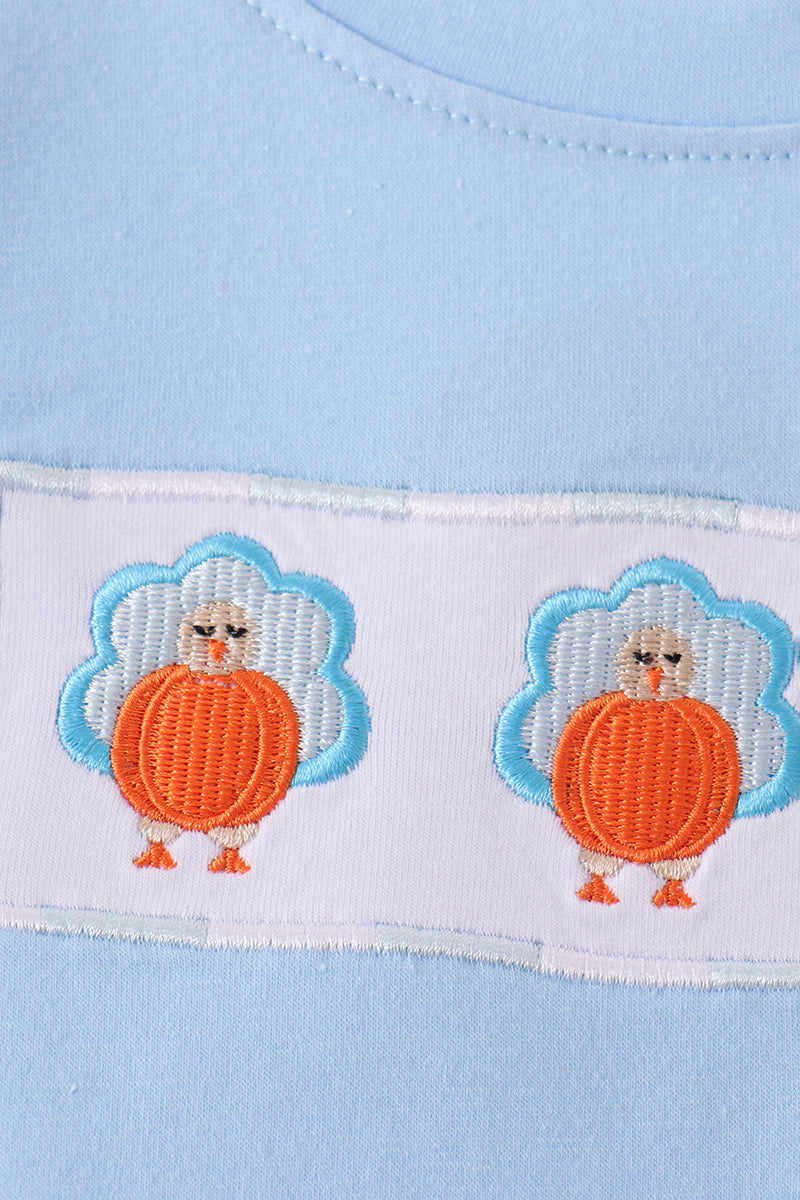 Blue Turkey Embroidery Top - Aaria Tees Aaria Tees