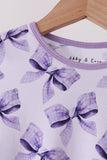 Purple Bow Zip Bamboo Pajama Set Aaria Tees