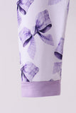 Purple Bow Zip Bamboo Pajama Set Aaria Tees