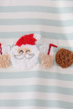 Gray stripe santa french knot ruffle romper - Aaria Tees Aaria Tees