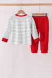 Gray stripe santa french knot jogger set - Aaria Tees Aaria Tees