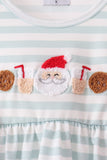Gray stripe santa french knot ruffle pants set - Aaria Tees Aaria Tees