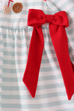 Gray stripe santa french knot ruffle pants set - Aaria Tees Aaria Tees
