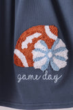 Navy football bow french knot bloomer set Aaria Tees