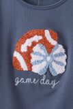 Navy football bow french knot skorts set Aaria Tees