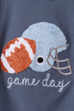 Navy football bow french knot shorts set Aaria Tees
