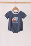 Navy football bow french knot bubble Aaria Tees