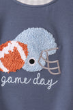 Navy football bow french knot bubble Aaria Tees