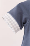 Navy football bow french knot bubble Aaria Tees