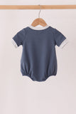 Navy football bow french knot bubble Aaria Tees