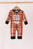 Orange skeleton plaid romper Aaria Tees