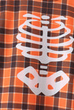 Orange skeleton plaid romper Aaria Tees
