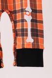 Orange skeleton plaid romper Aaria Tees