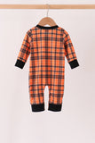 Orange skeleton plaid romper Aaria Tees