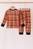 Orange skeleton plaid pants set Aaria Tees